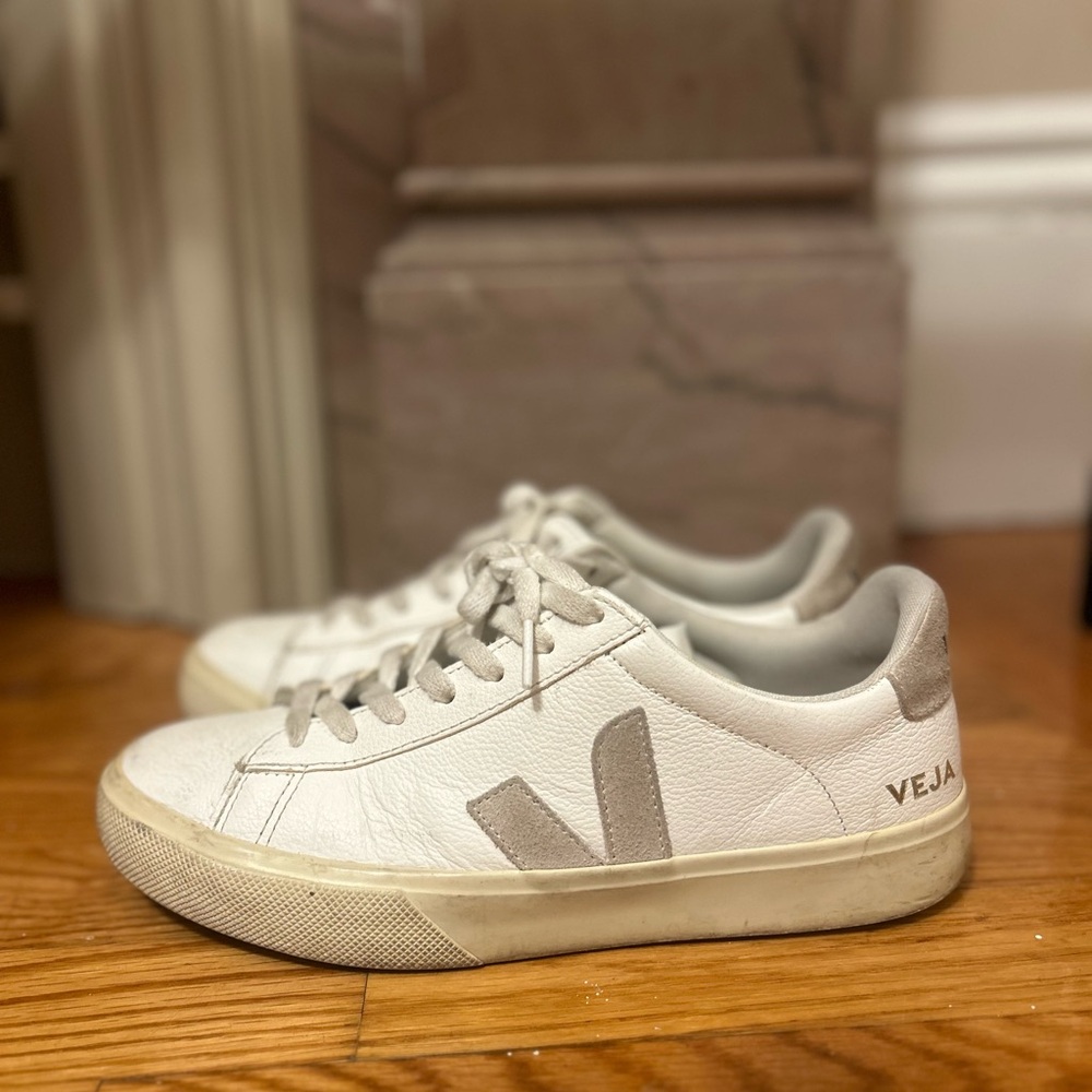 Veja White and Gray Casual Sneakers